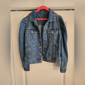 GAP, Girls Sequined Puff Sleeve Denim Jacket, Size XXL / Youth 14 - 16